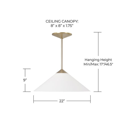 Capital Lighting Gatsby 1 Light Pendant, Matte Brass/Soft White Glass
