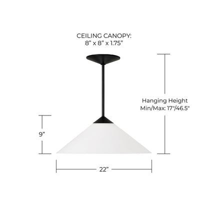 Capital Lighting Gatsby 1 Light Pendant, Matte Black/Soft White Glass