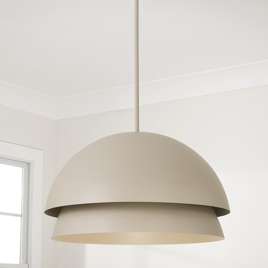 Capital Lighting Jensen 1Lt Pendant, Taupe/White Glass/Taupe Metal
