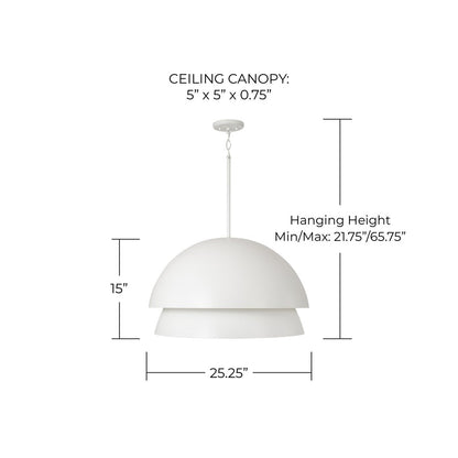 Capital Lighting Jensen 1Lt Pendant, White/Soft White Glass/White