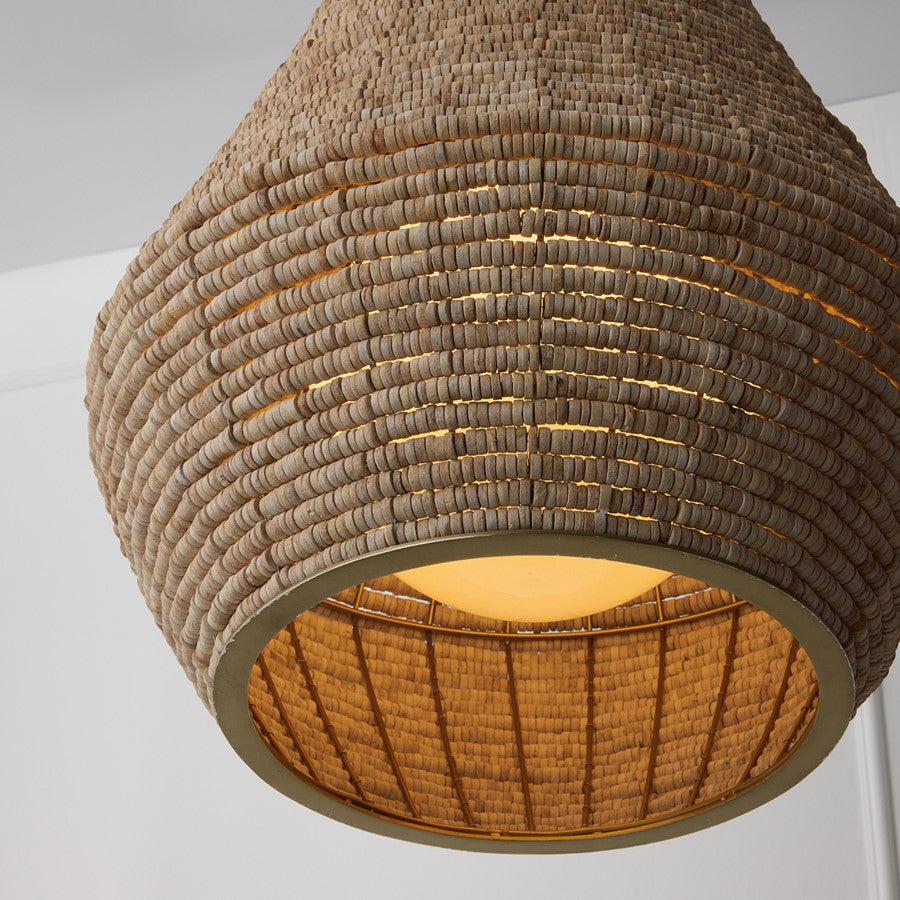 Capital Lighting Morada 1Lt 20" Pendant, Lt Fawn/Brass/White Globe