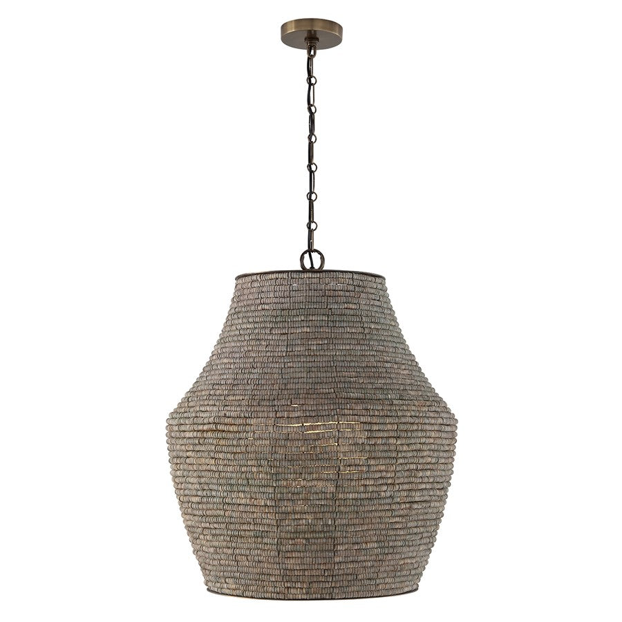 Capital Lighting Morada 1Lt 27" Pendant, Aegean Grey/Brass/White - 359713AGD