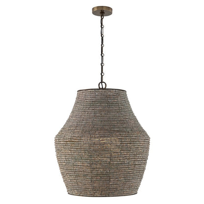 Capital Lighting Morada 1Lt 27" Pendant, Aegean Grey/Brass/White - 359713AGD