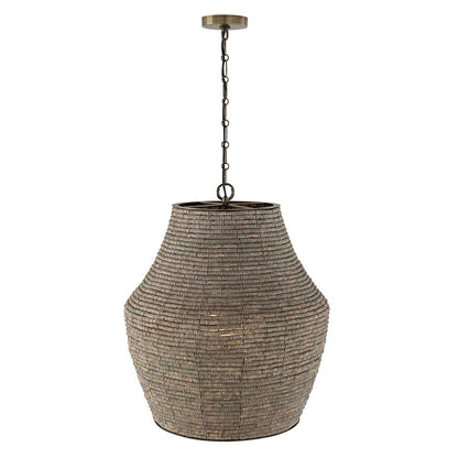 Capital Lighting Morada 1Lt 27" Pendant, Aegean Grey/Brass/White