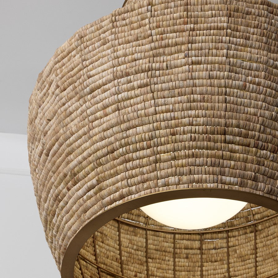Capital Lighting Morada 1Lt 27" Pendant, Fawn/Brass/White Globe