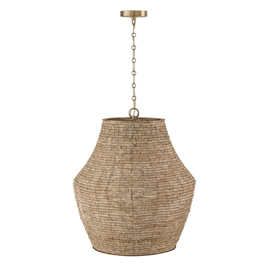 Capital Lighting Morada 1Lt 27" Pendant, Fawn/Brass/White Globe