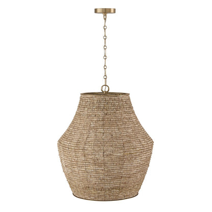 Capital Lighting Morada 1Lt 27" Pendant, Fawn/Brass/White Globe