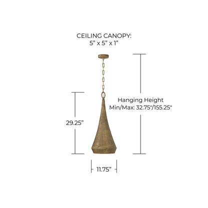 Capital Lighting Savari 1 Light 28" Pendant, Artisan Gold