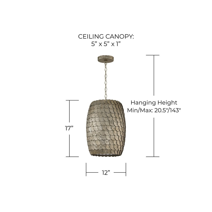 Capital Lighting Delphine 1 Light 12" Pendant, Grecian Luster