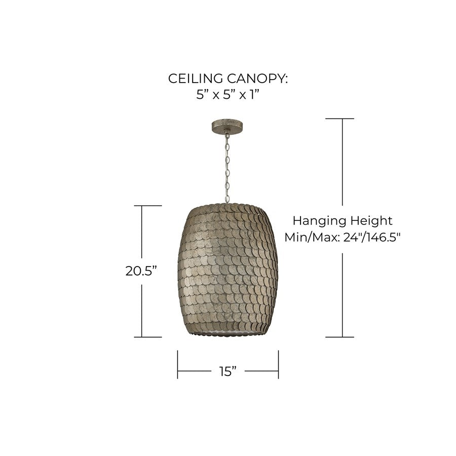 Capital Lighting Delphine 1 Light 15" Pendant, Grecian Luster