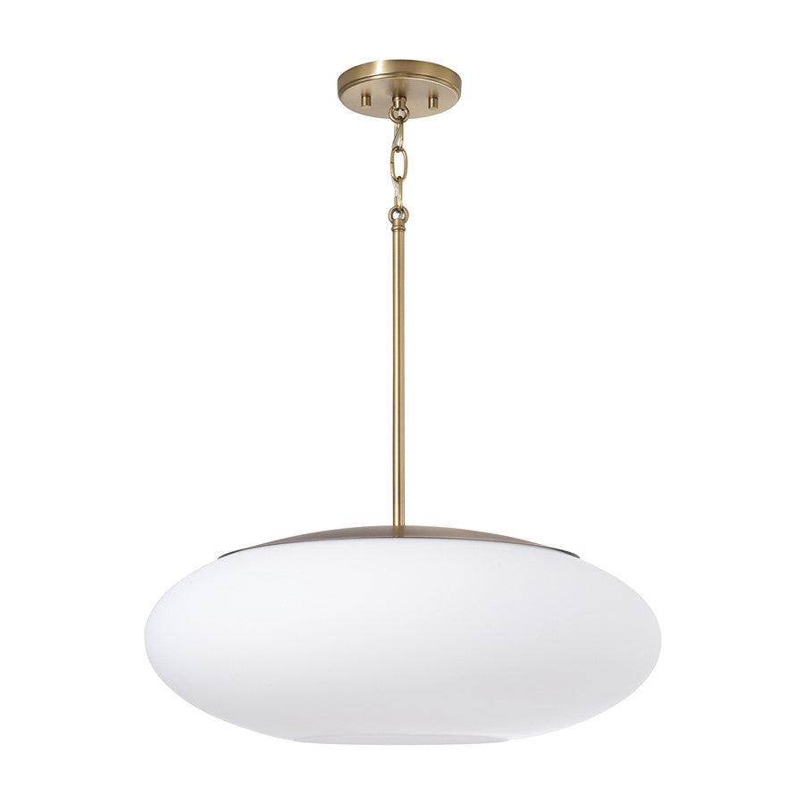 Capital Lighting Soren 1 Light Pendant, Aged Brass/Soft White Glass - 360511AD