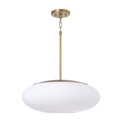 Capital Lighting Soren 1 Light Pendant, Aged Brass/Soft White Glass - 360511AD