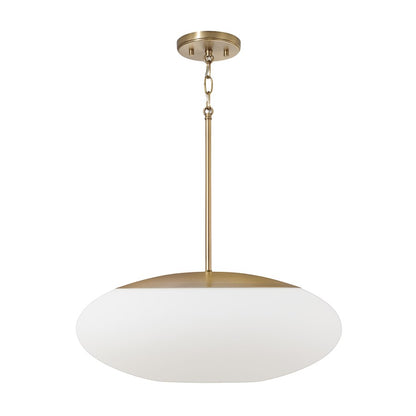 Capital Lighting Soren 1 Light Pendant, Aged Brass/Soft White Glass