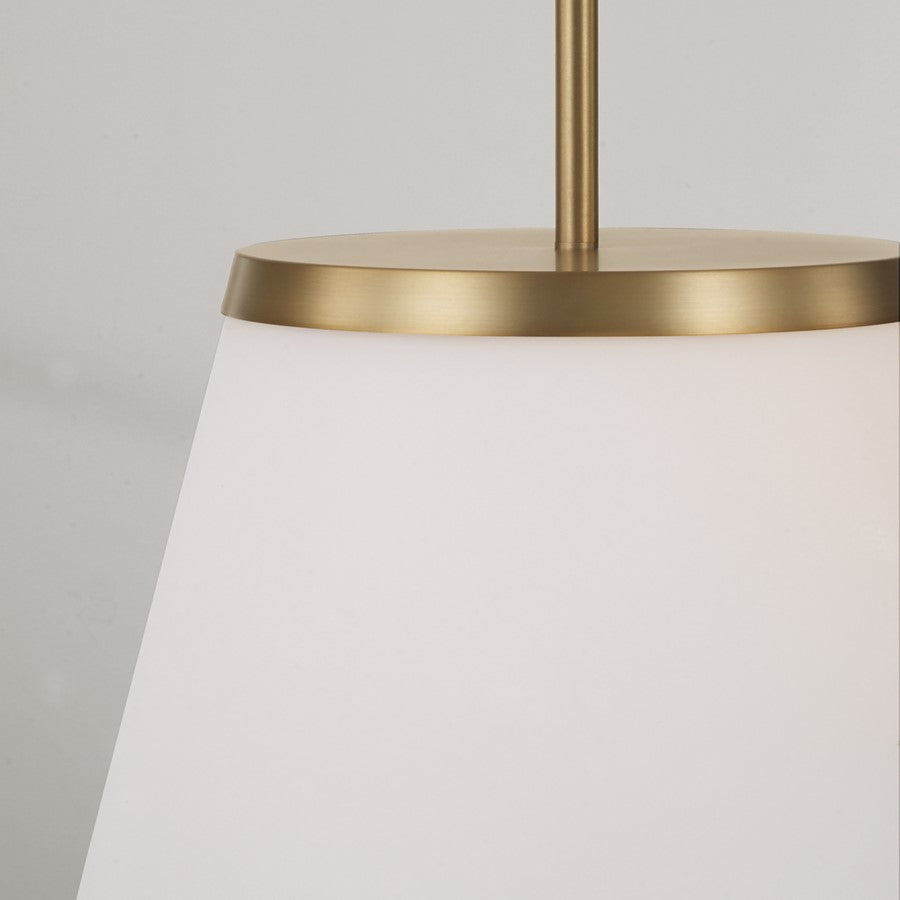 Homeplace Lighting Drake 1 Light Pendant, Aged Brass/Soft White Glass