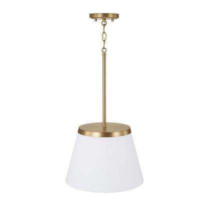 Homeplace Lighting Drake 1 Light Pendant, Aged Brass/Soft White Glass