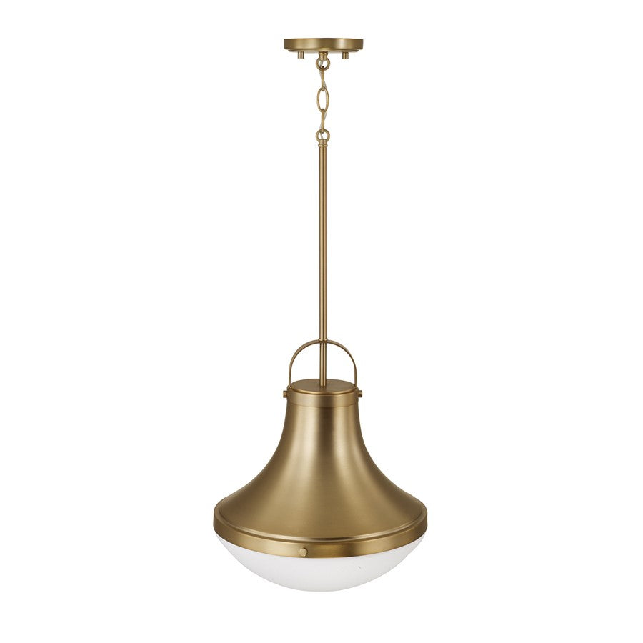 Capital Lighting Arlo 1 Light Pendant, Aged Brass/Soft White Glass
