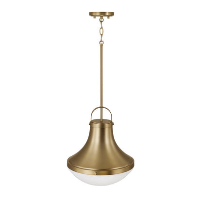 Capital Lighting Arlo 1 Light Pendant, Aged Brass/Soft White Glass