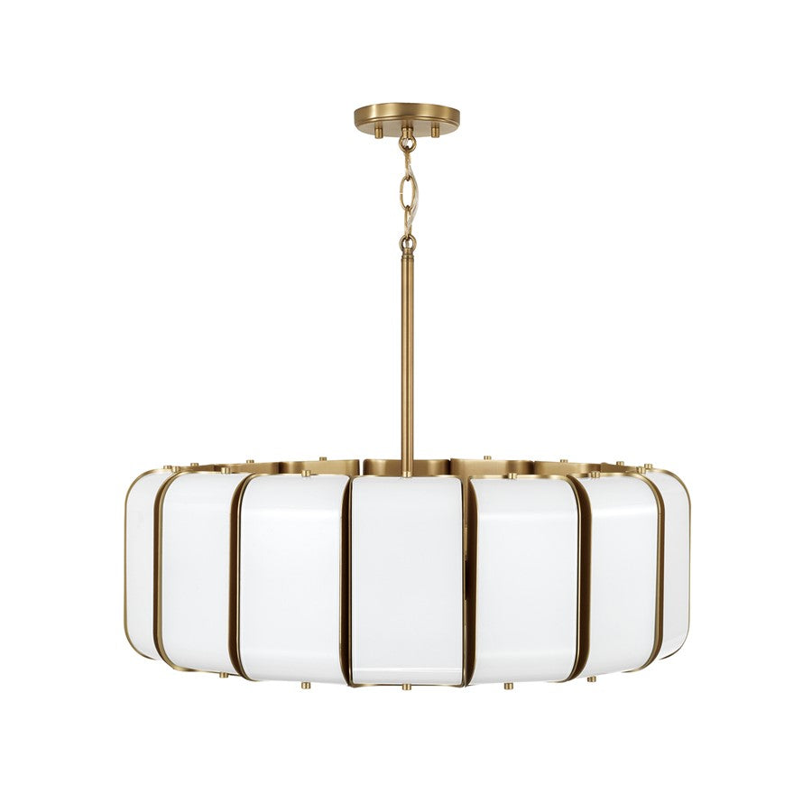 Capital Lighting Marcell 16Lt Pendant, Aged Brass/White Milk Glass