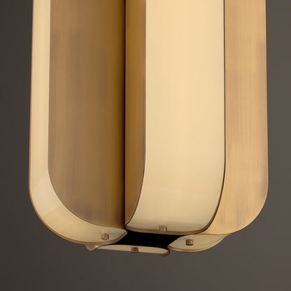 Capital Lighting Marcell 4 Light Pendant, Aged Brass/White Milk Glass