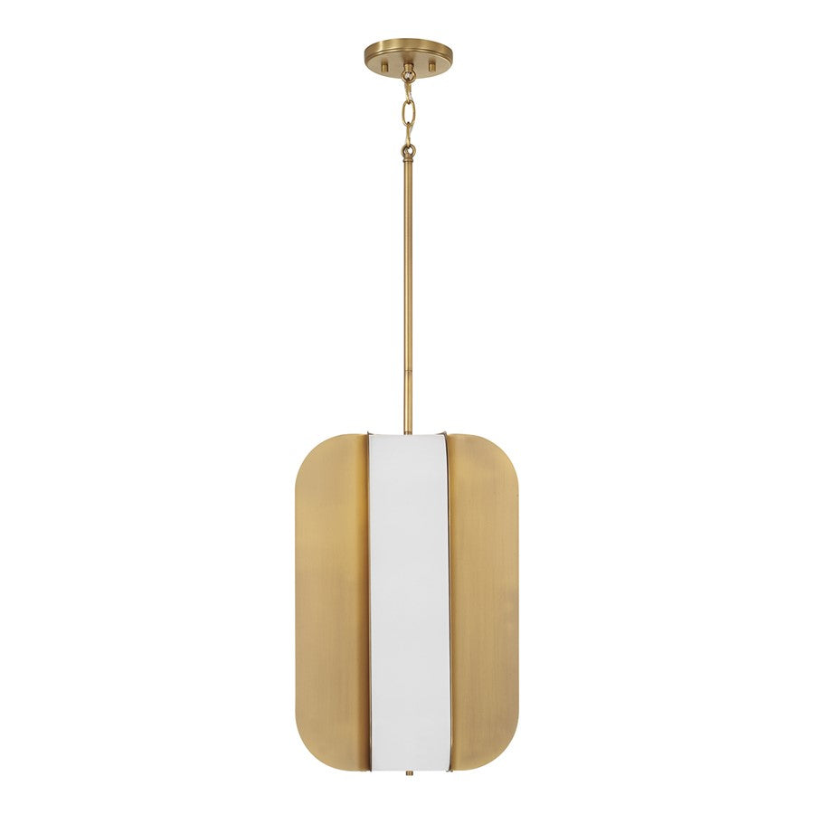 Capital Lighting Marcell 4 Light Pendant, Aged Brass/White Milk Glass