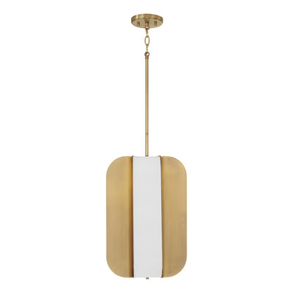 Capital Lighting Marcell 4 Light Pendant, Aged Brass/White Milk Glass