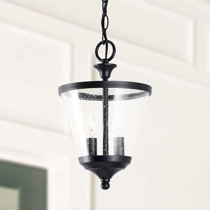 2 Light Foyer, Matte Black