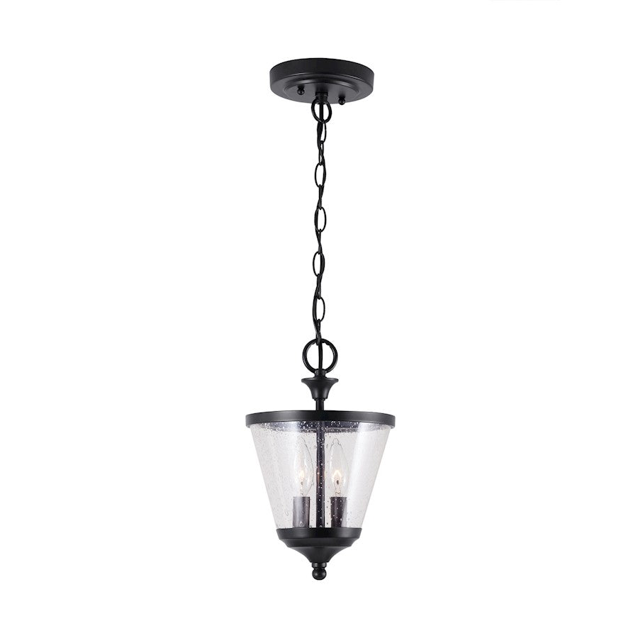 2 Light Foyer, Matte Black