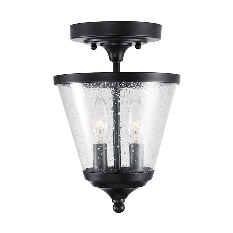 2 Light Foyer, Matte Black