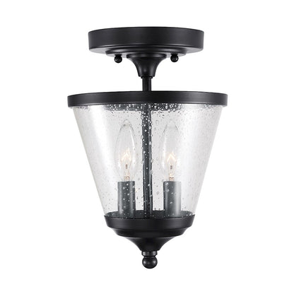 2 Light Foyer, Matte Black