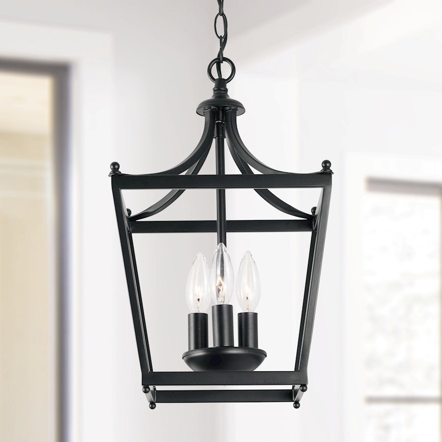 3 Light Foyer, Matte Black