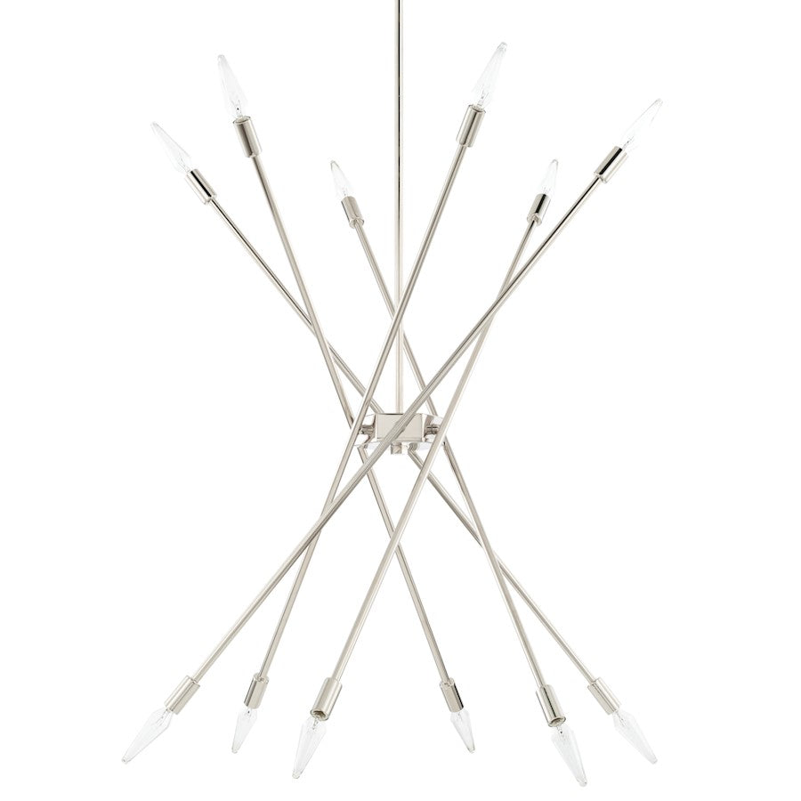 12 Light Chandelier, Polished Nickel