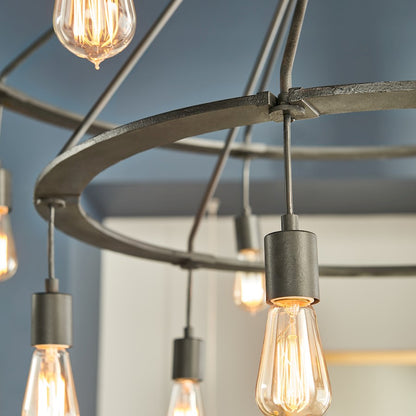14 Light Chandelier, Black Iron