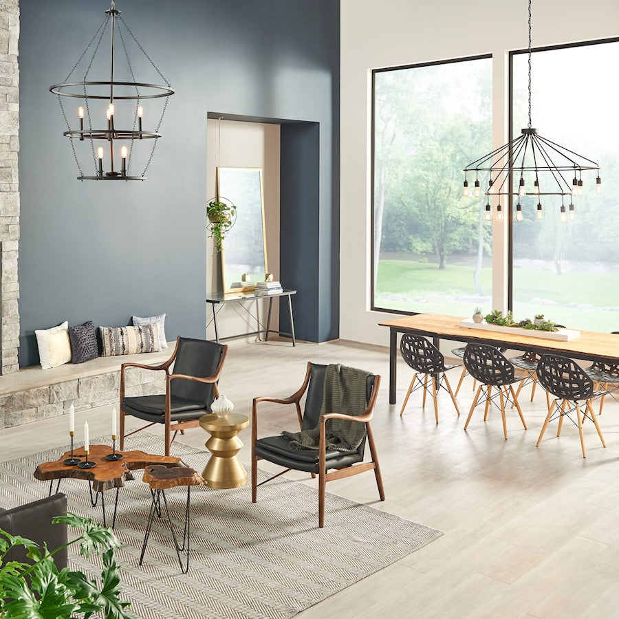 14 Light Chandelier, Black Iron