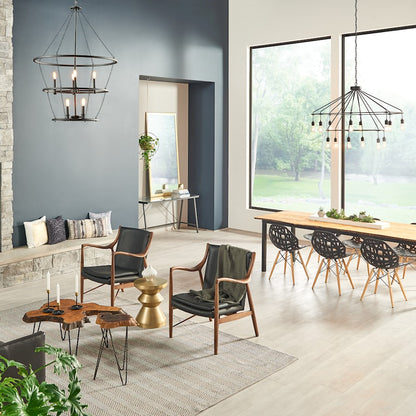 14 Light Chandelier, Black Iron