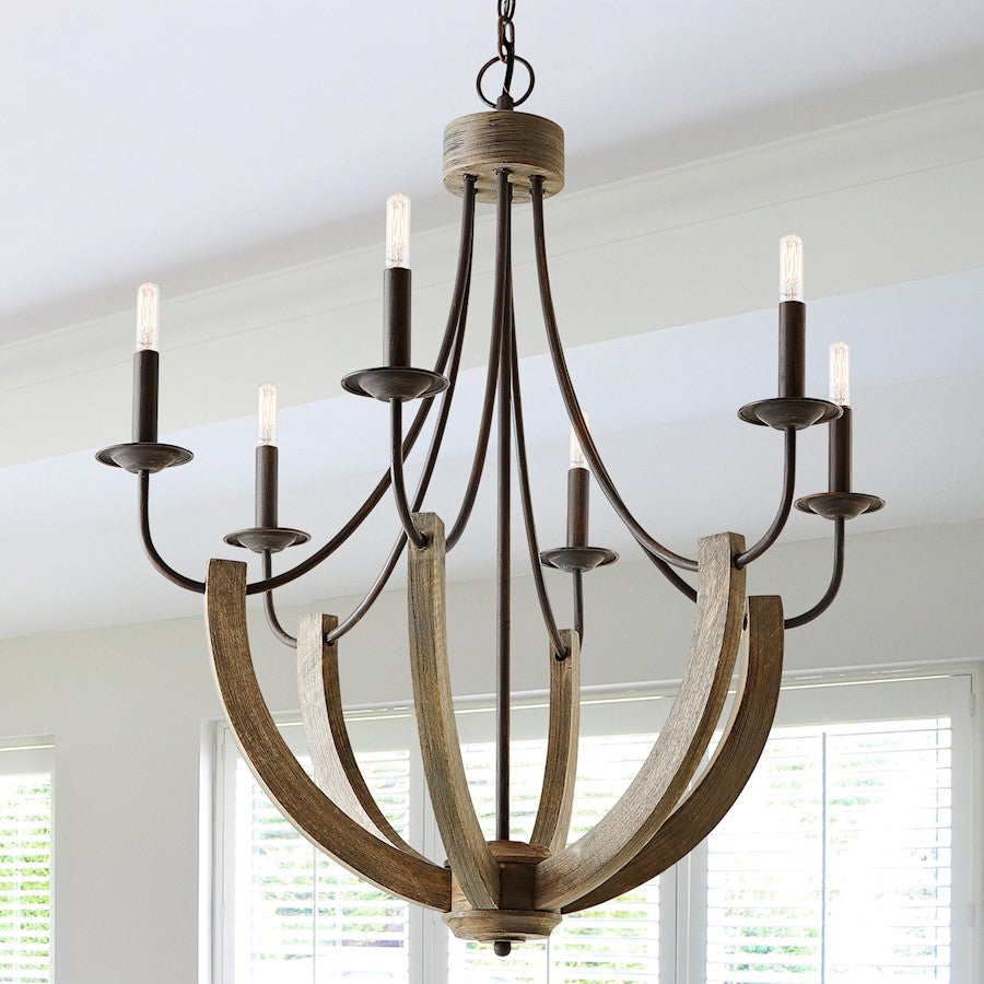 6 Light Chandelier, Nordic Grey