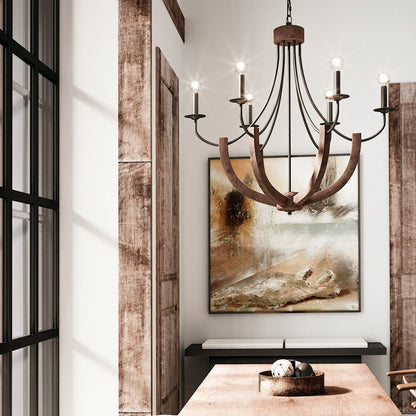 6 Light Chandelier, Nordic Grey