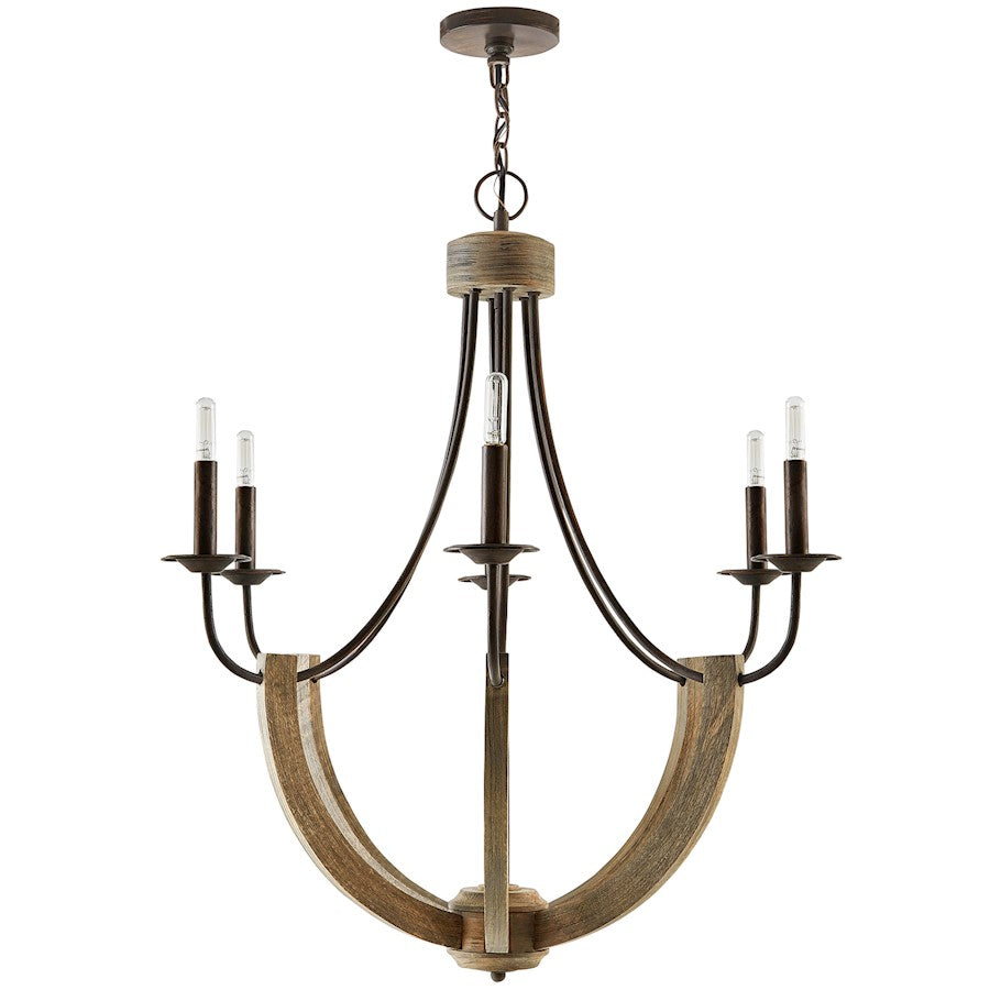 6 Light Chandelier, Nordic Grey