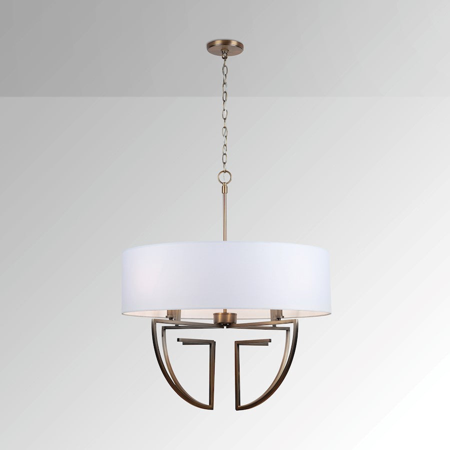 4 Light Chandelier, White Shade