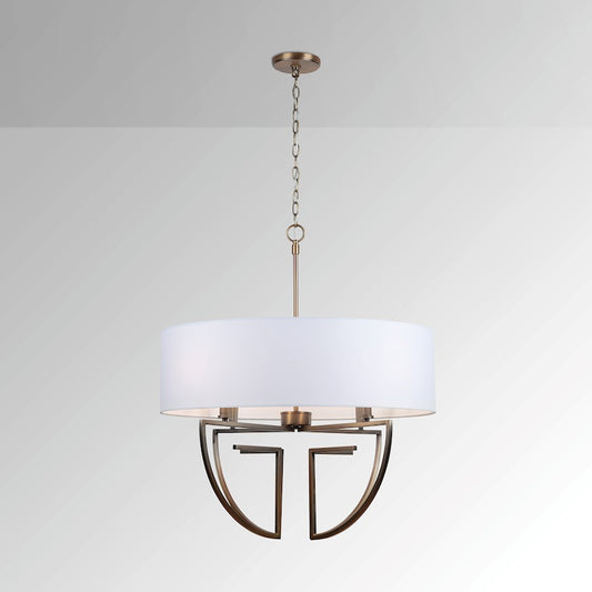 4 Light Chandelier, White Shade