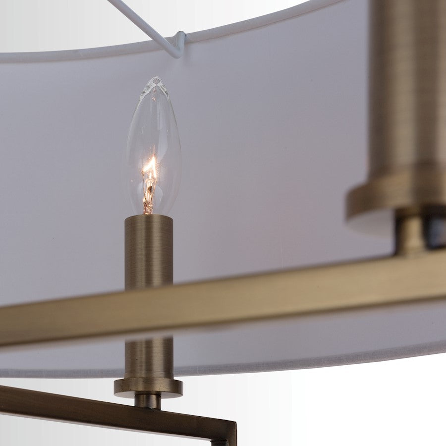 4 Light Chandelier, White Shade