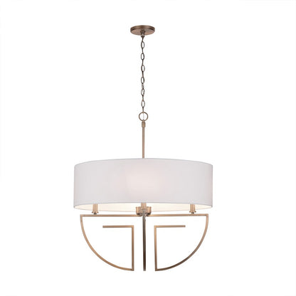 4 Light Chandelier, White Shade