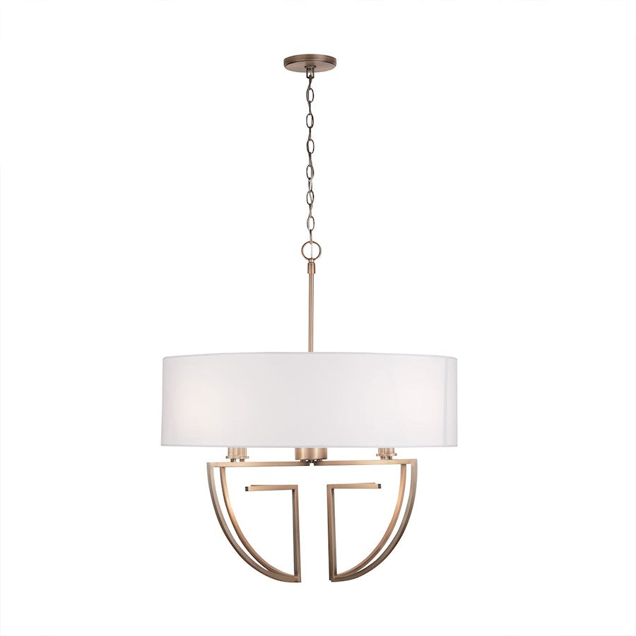 4 Light Chandelier, White Shade