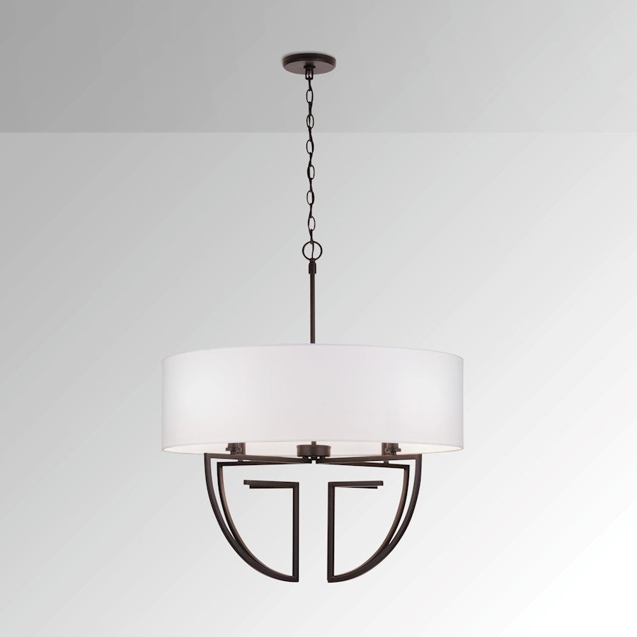 4 Light Chandelier, White Shade