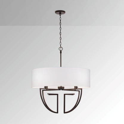 4 Light Chandelier, White Shade