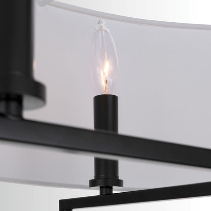 4 Light Chandelier, White Shade
