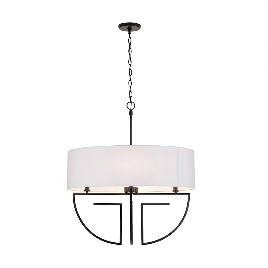 4 Light Chandelier, White Shade