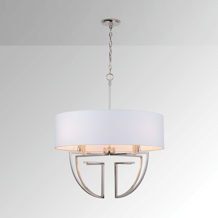 4 Light Chandelier, White Shade