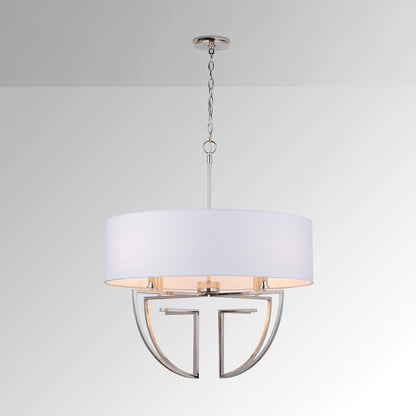 4 Light Chandelier, White Shade