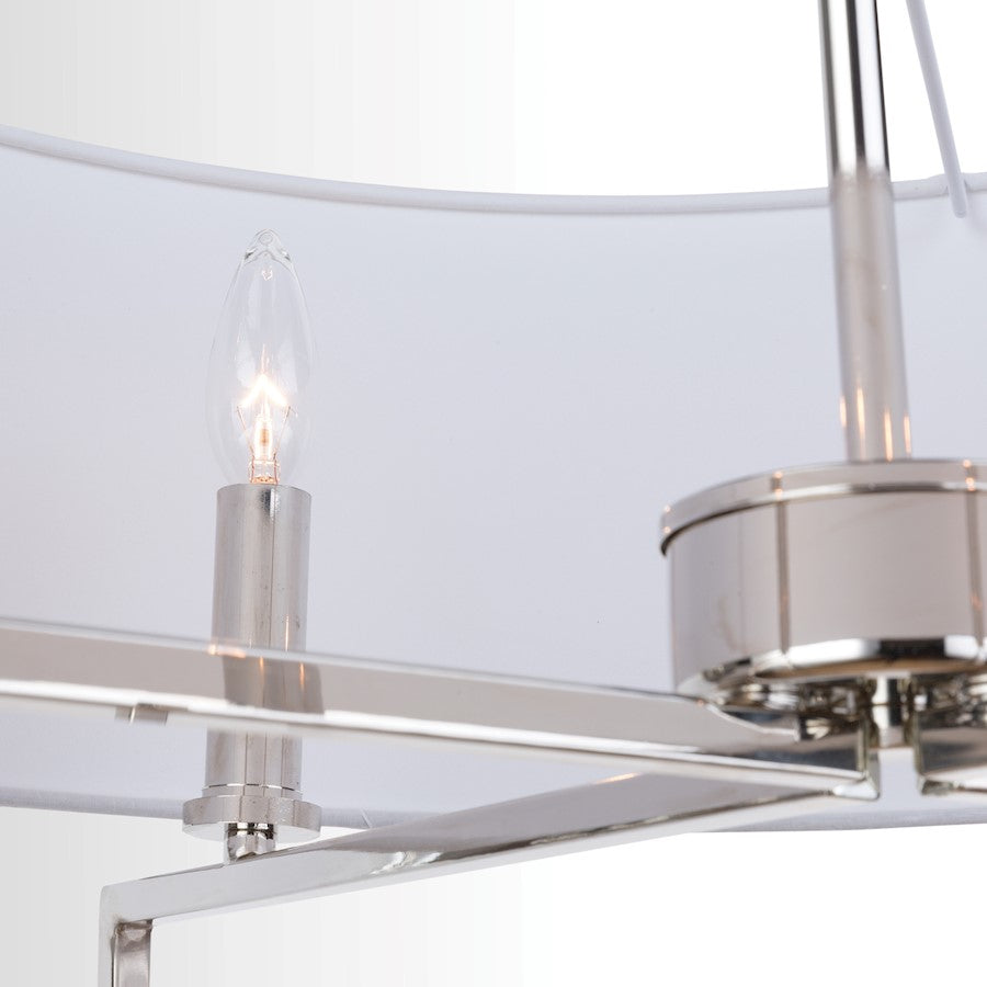 4 Light Chandelier, White Shade
