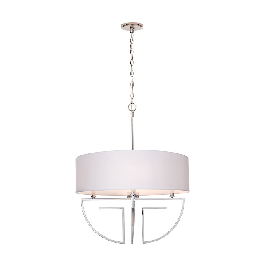 4 Light Chandelier, White Shade